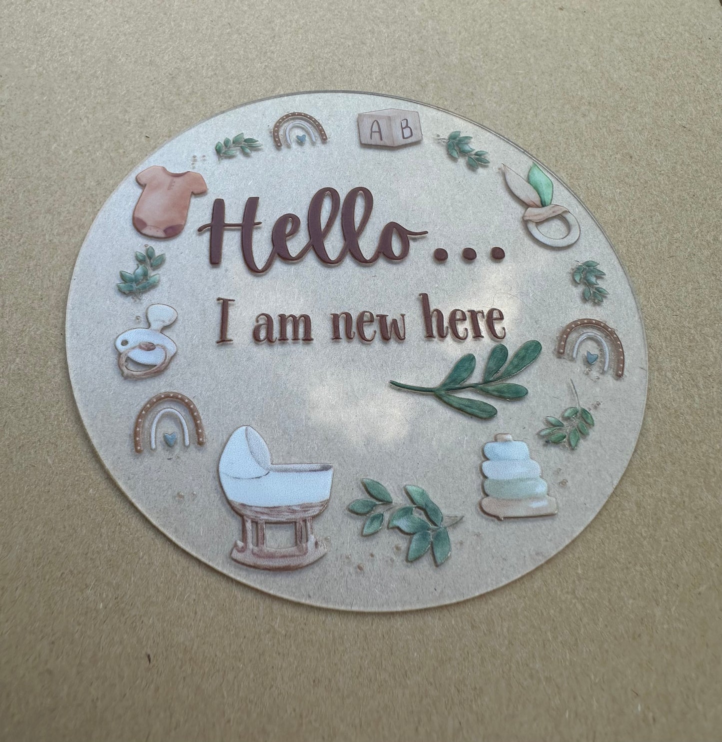 Hello Baby Announcement Acrylic Disc