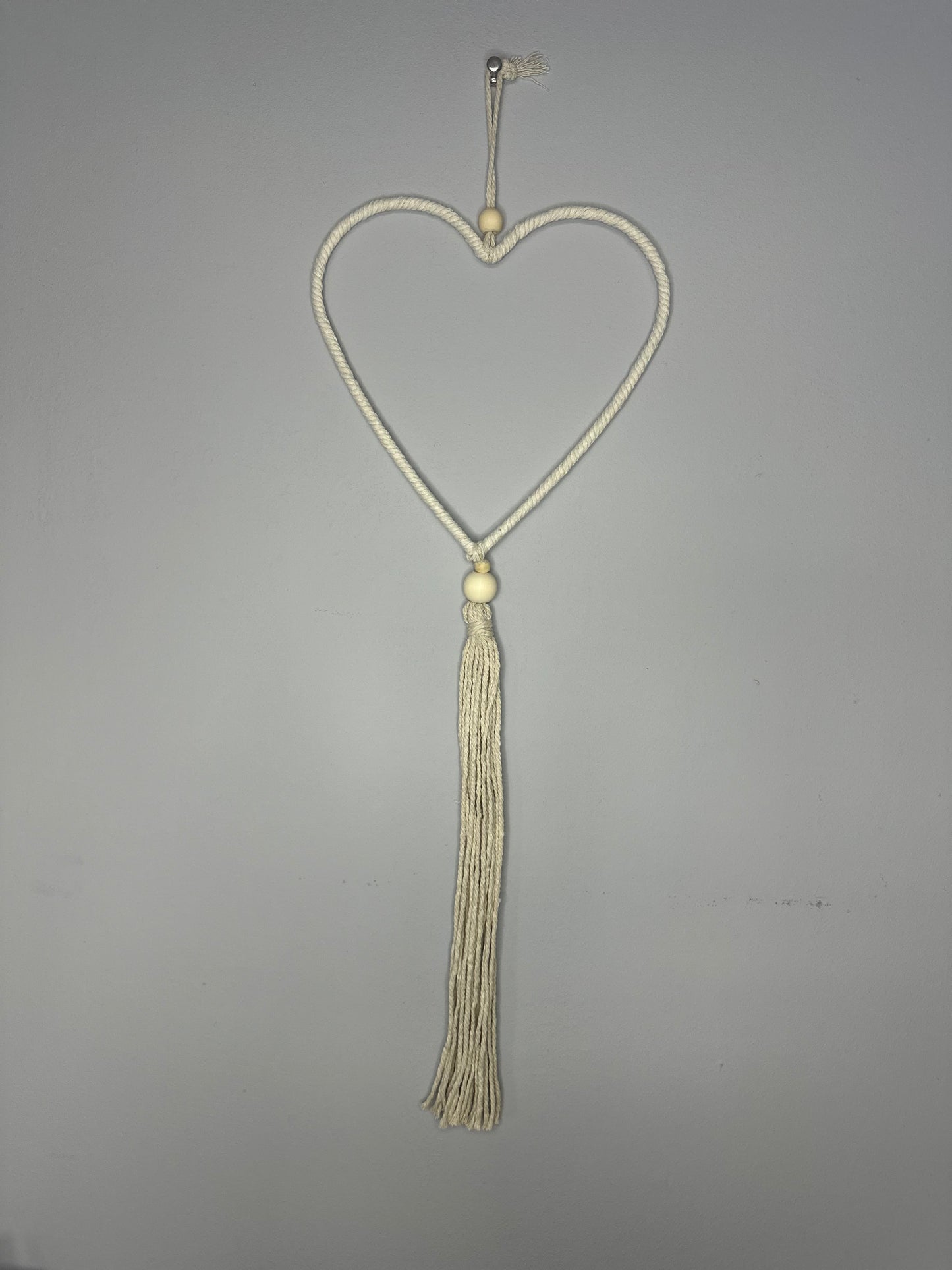 Macrame Hanging Heart For Wall Decor Cream Neutral Accessories
