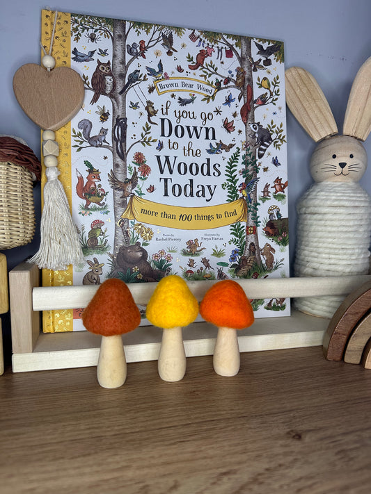 Bright Textured Mushrooms Set Of 3