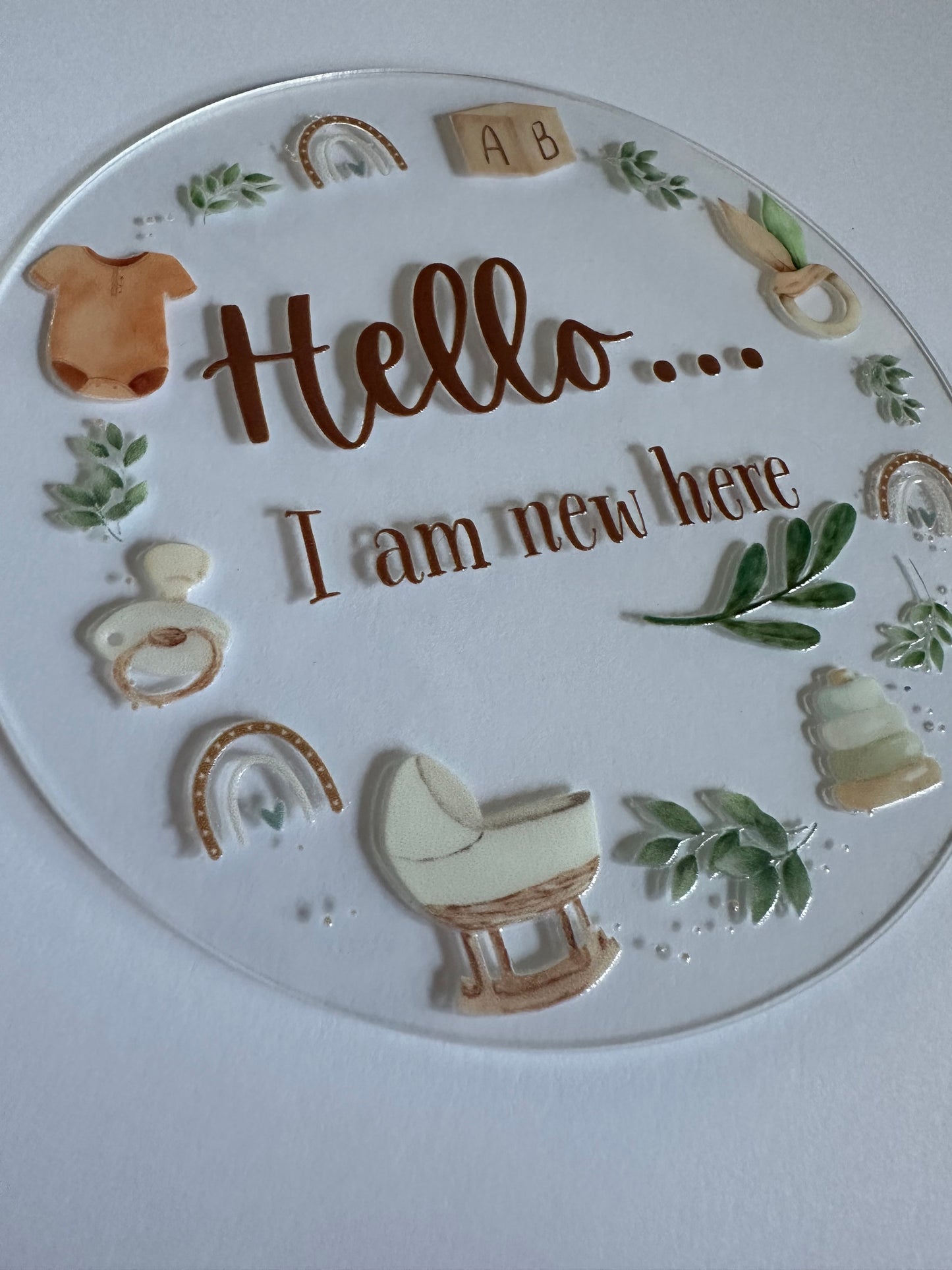 Hello Baby Announcement Acrylic Disc