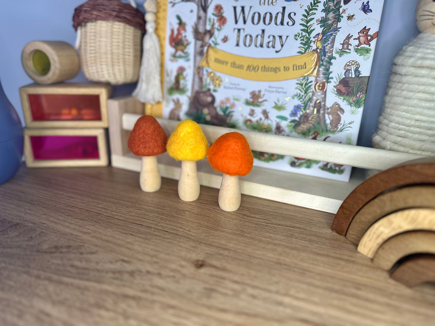 Bright Textured Mushrooms Set Of 3