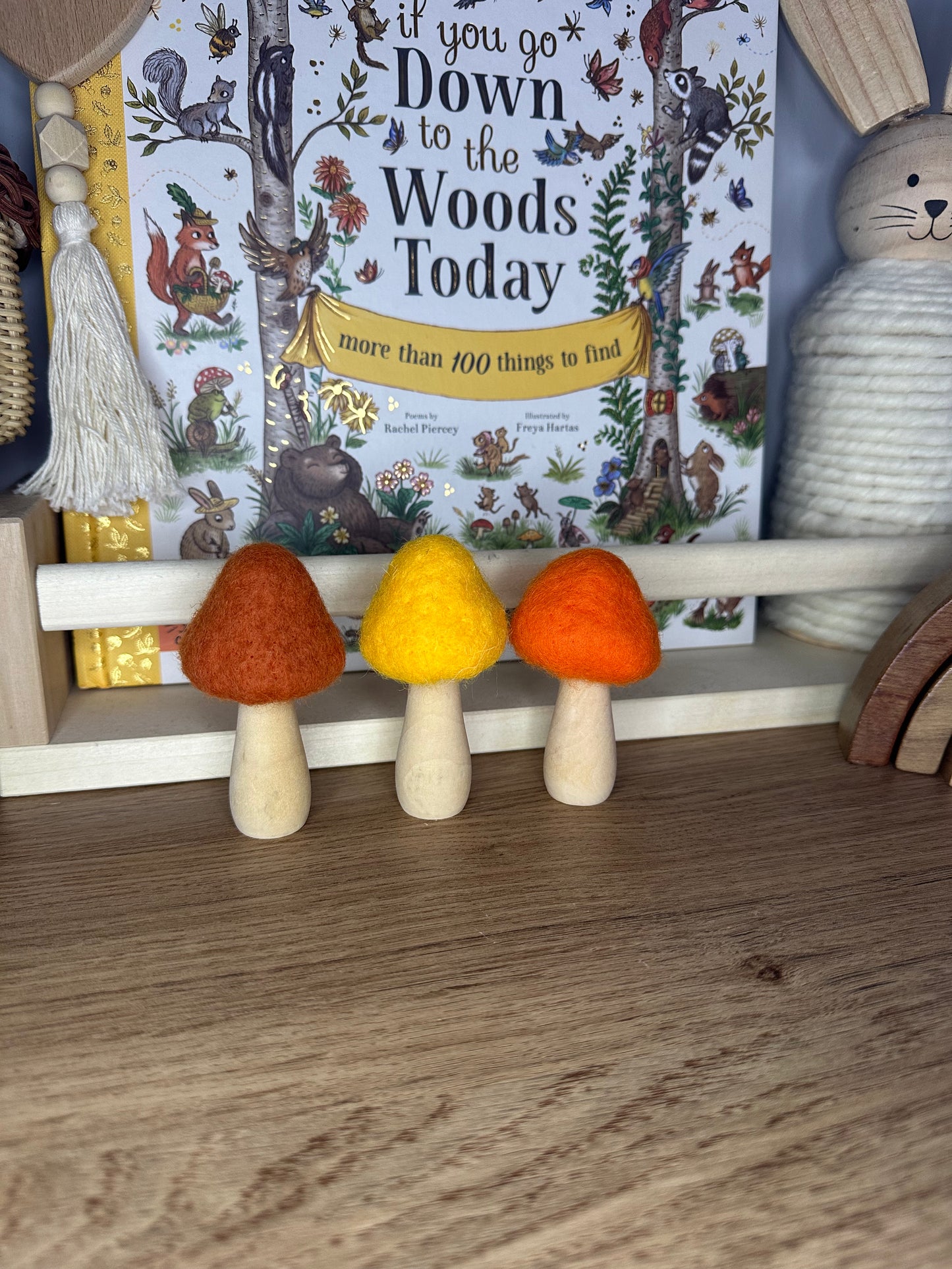 Bright Textured Mushrooms Set Of 3