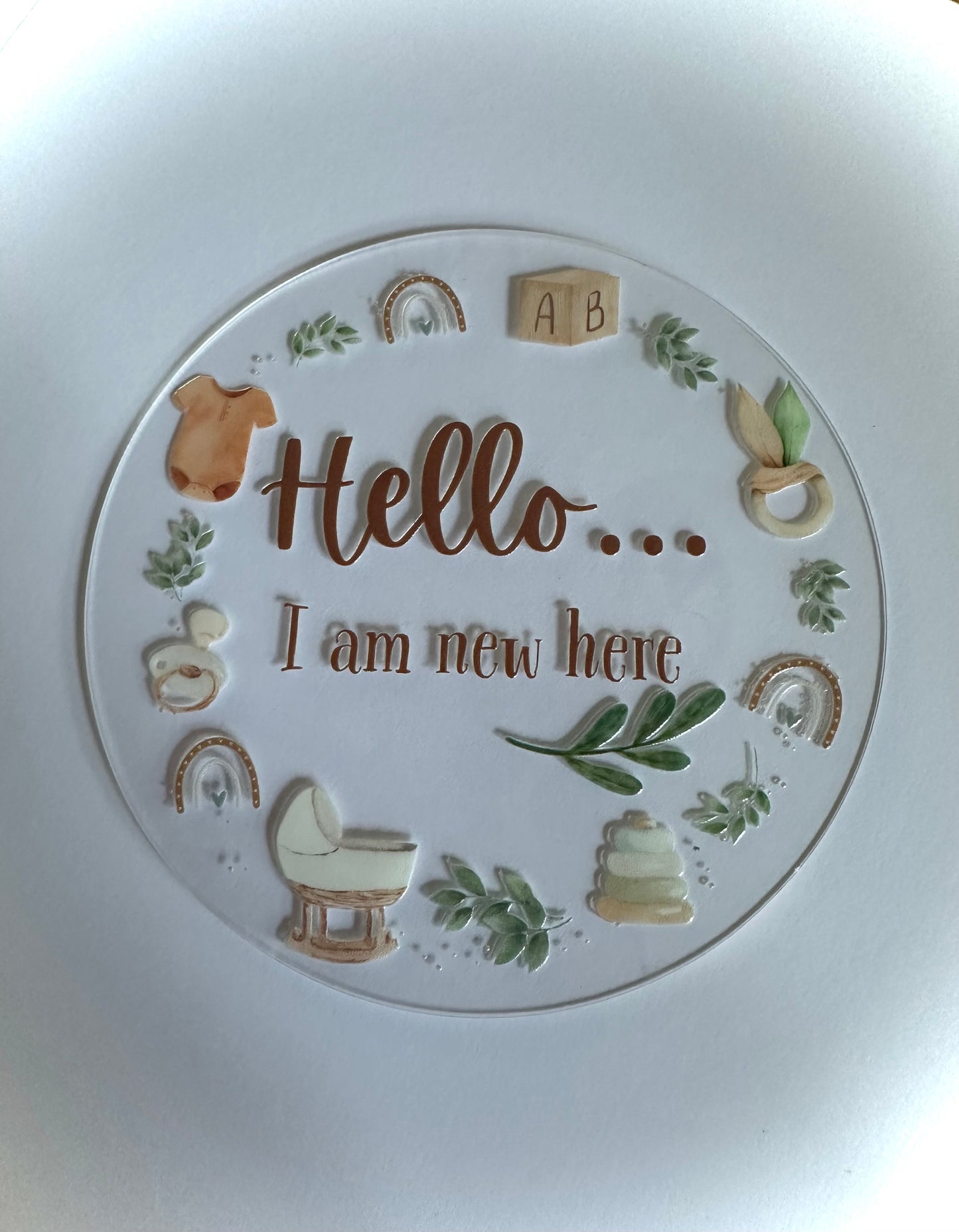 Hello Baby Announcement Acrylic Disc