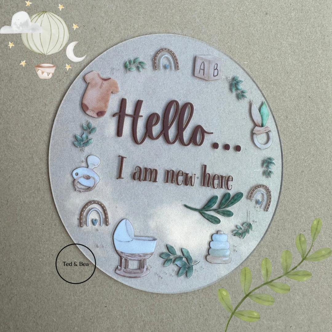 Hello Baby Announcement Acrylic Disc