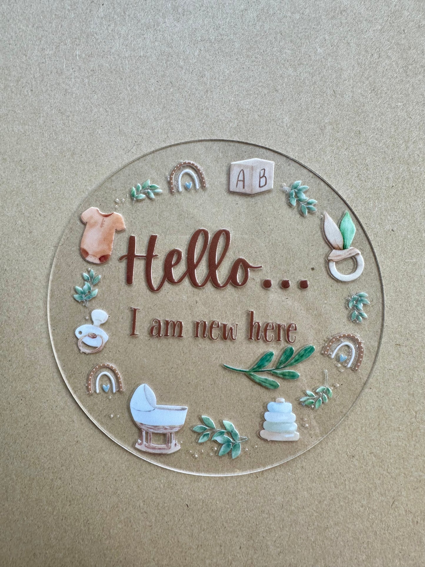Hello Baby Announcement Acrylic Disc
