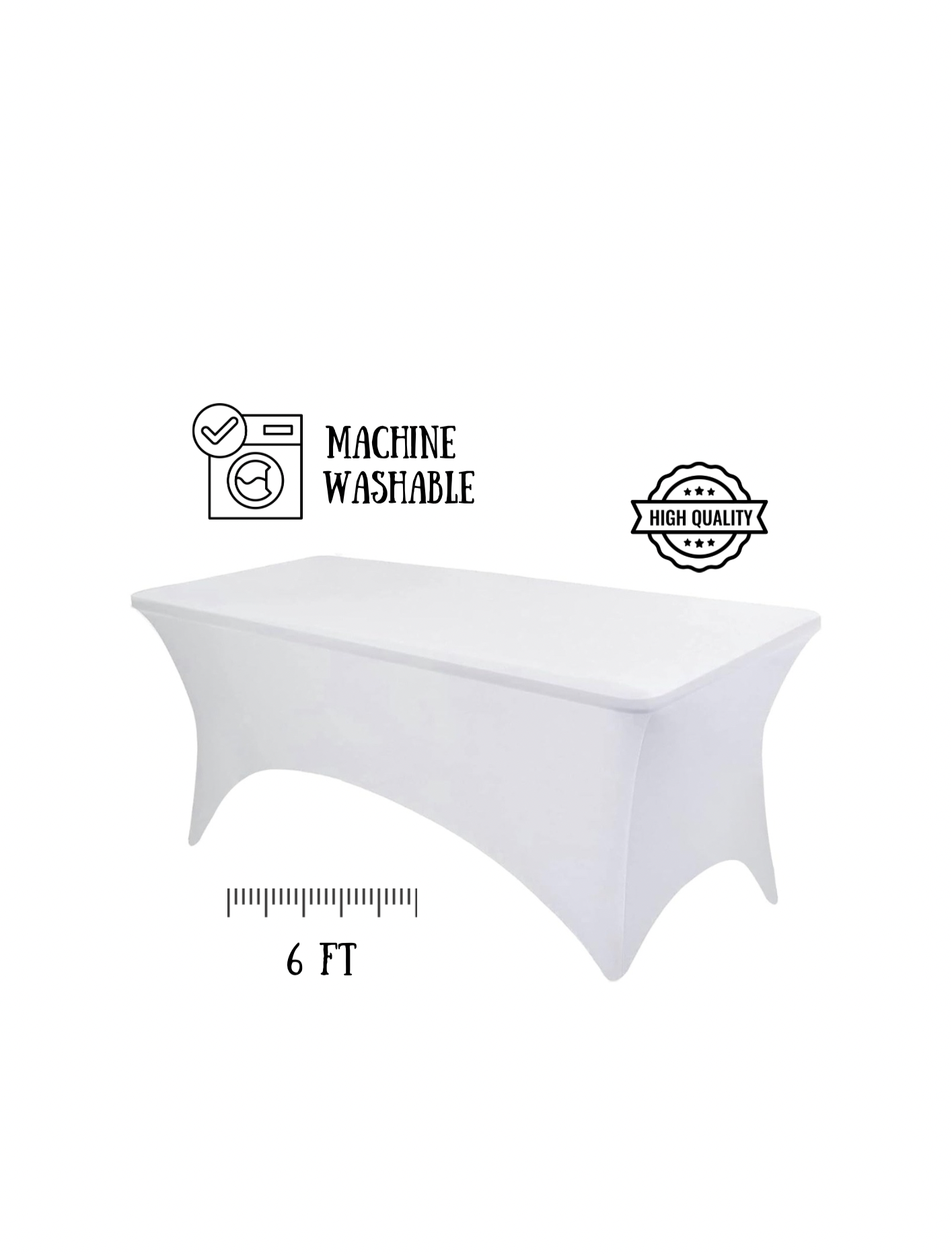 6ft Rectangular Stretch Fit Table Cloth - White