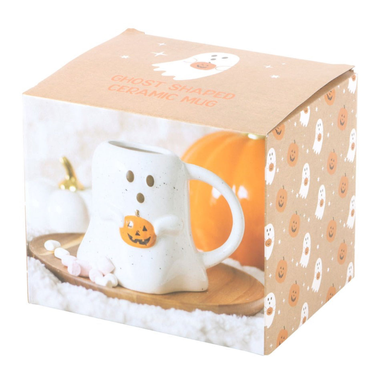Ghost Shaped Mug With Pumpkin
