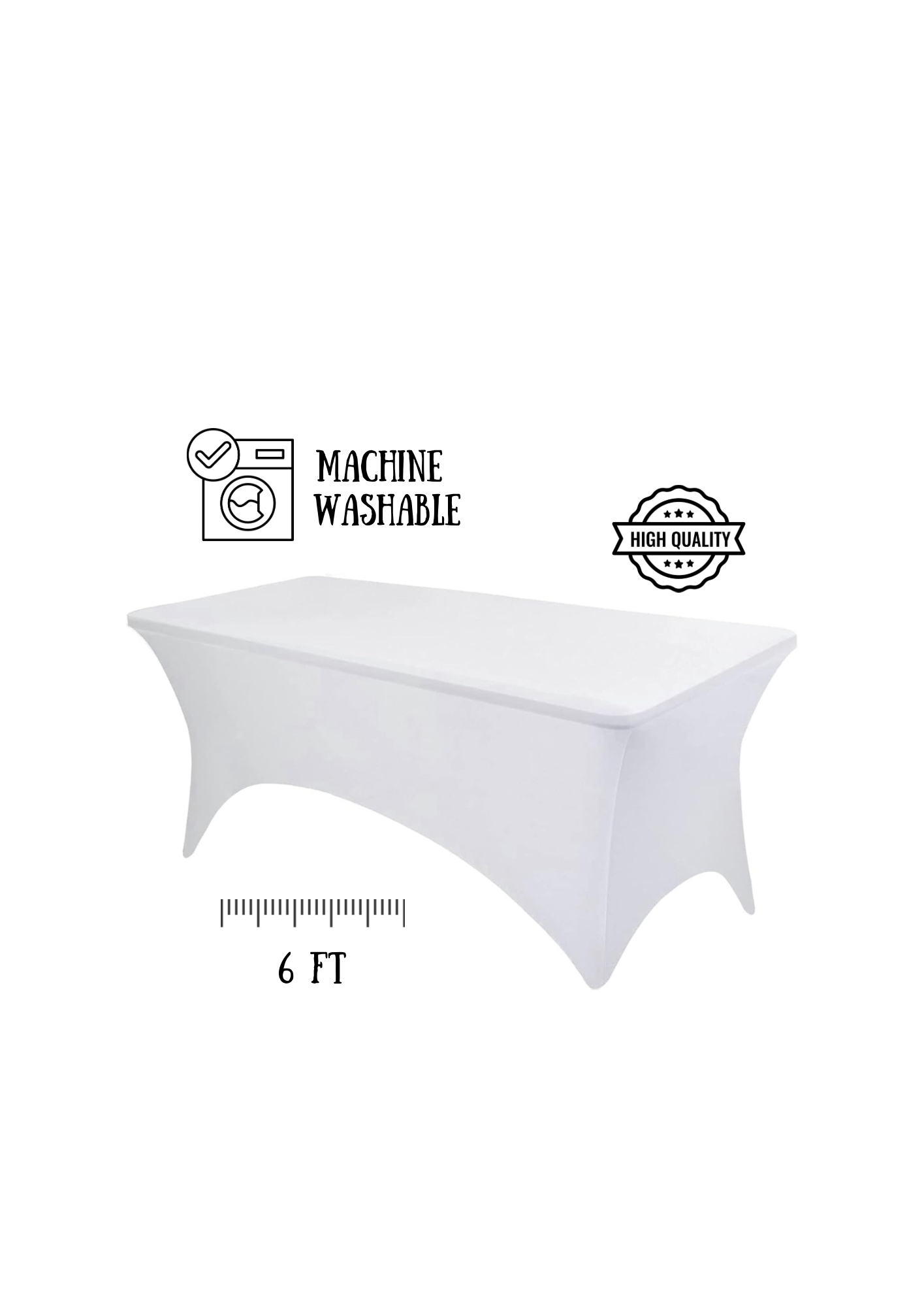 6ft Rectangular Stretch Fit Table Cloth - White
