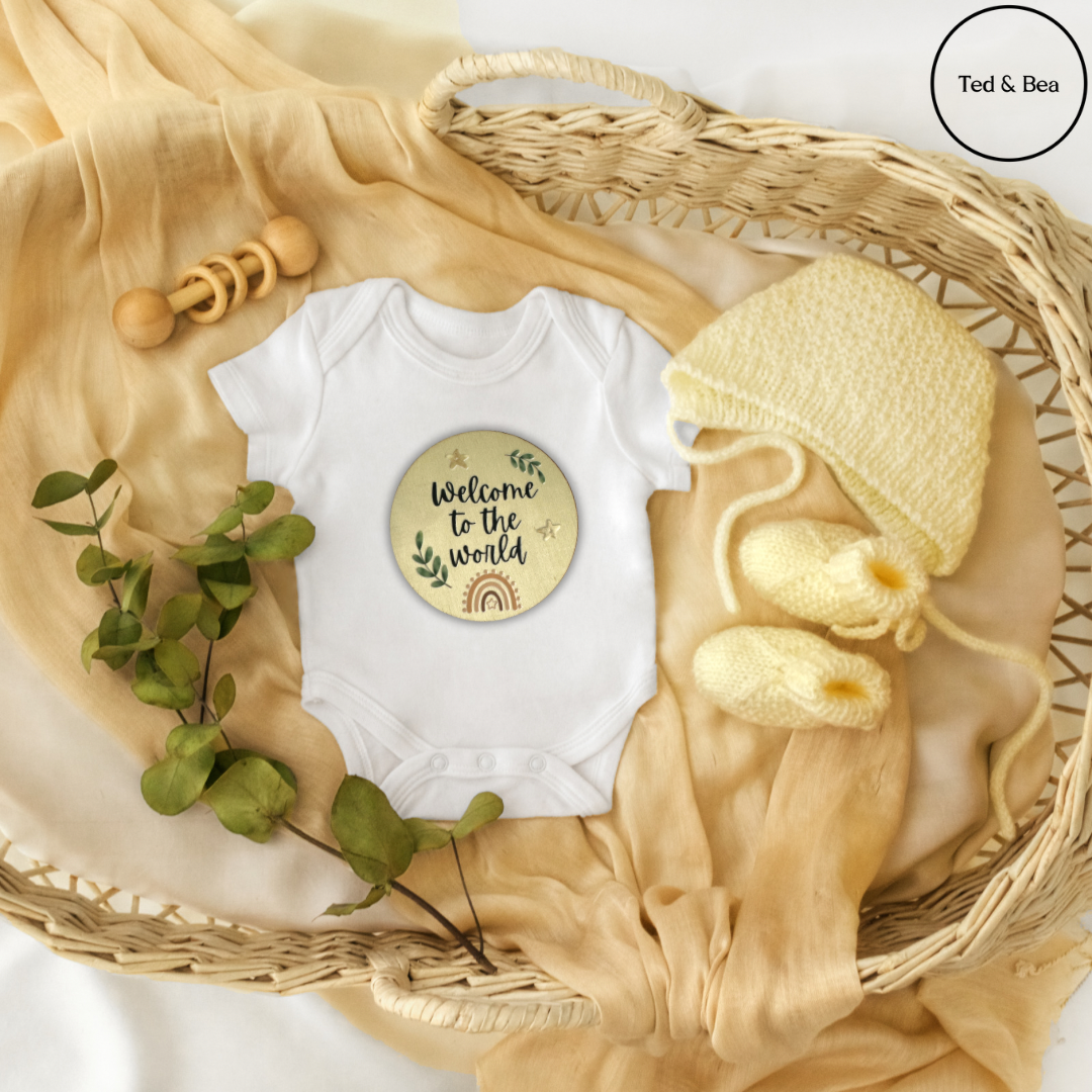 Welcome To The World Wooden Disc Boho