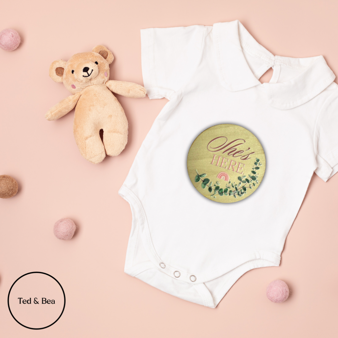 She’s Here Birth Announcement Disc