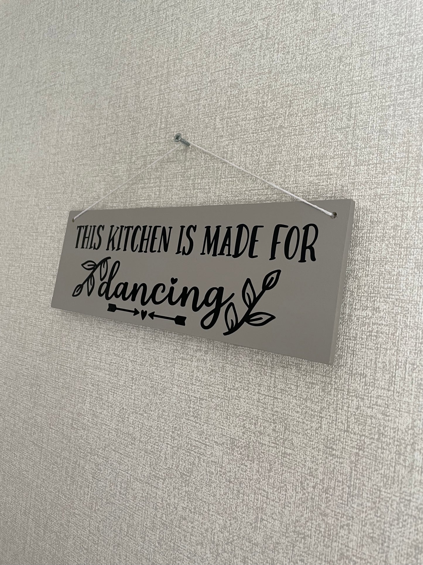 This kitchen is made for dancing wooden sign
