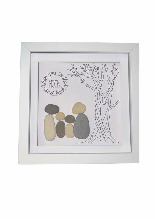 Pebble art box frame. Family of 4
