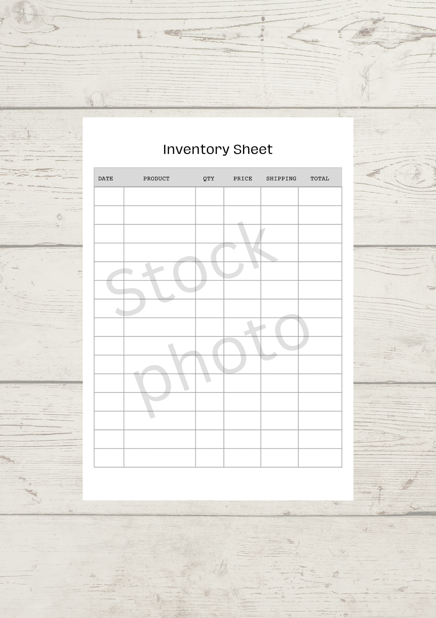 X50 Inventory Sheets