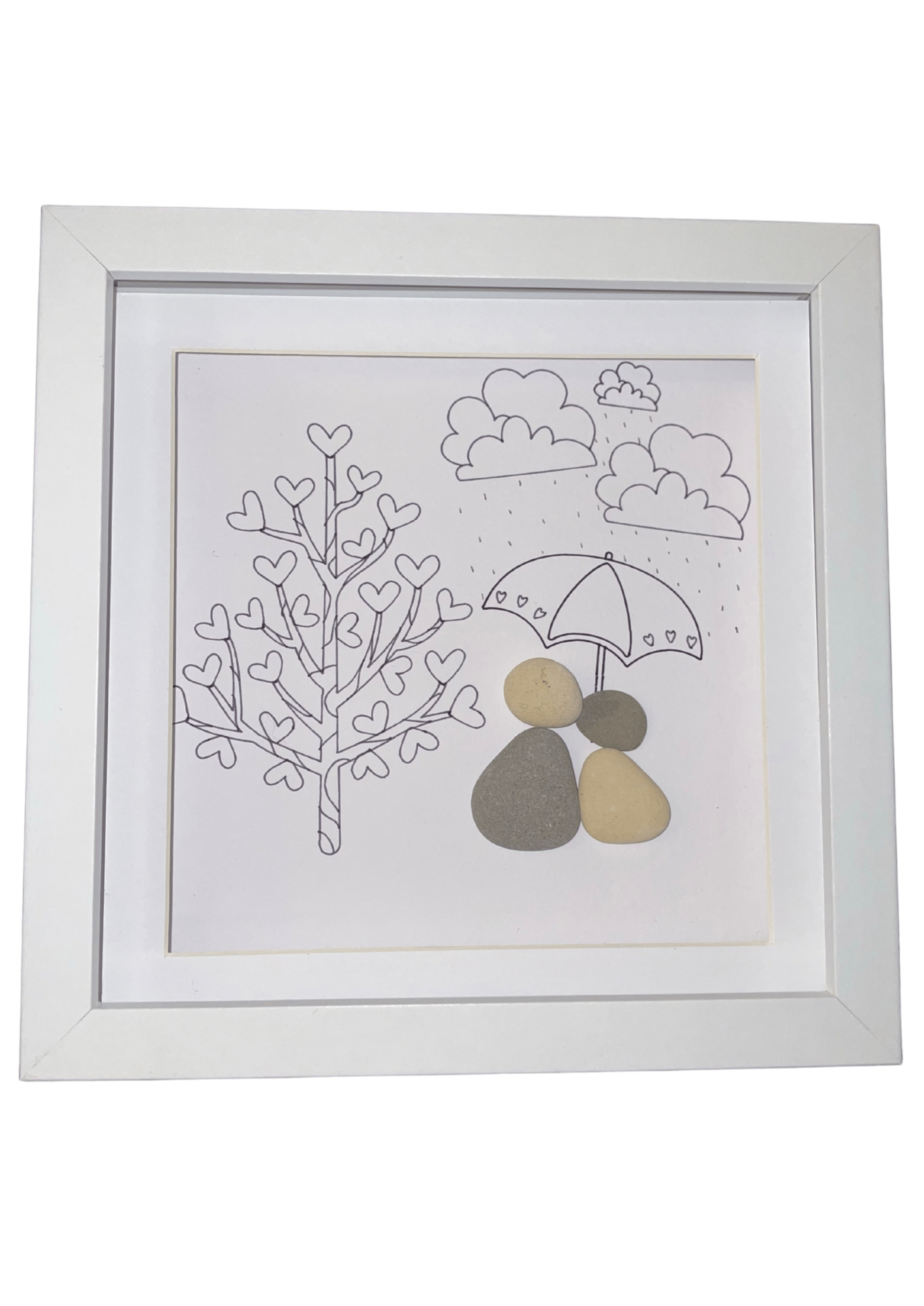 Pebble art box frame. Happy couple