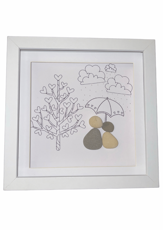 Pebble art box frame. Happy couple