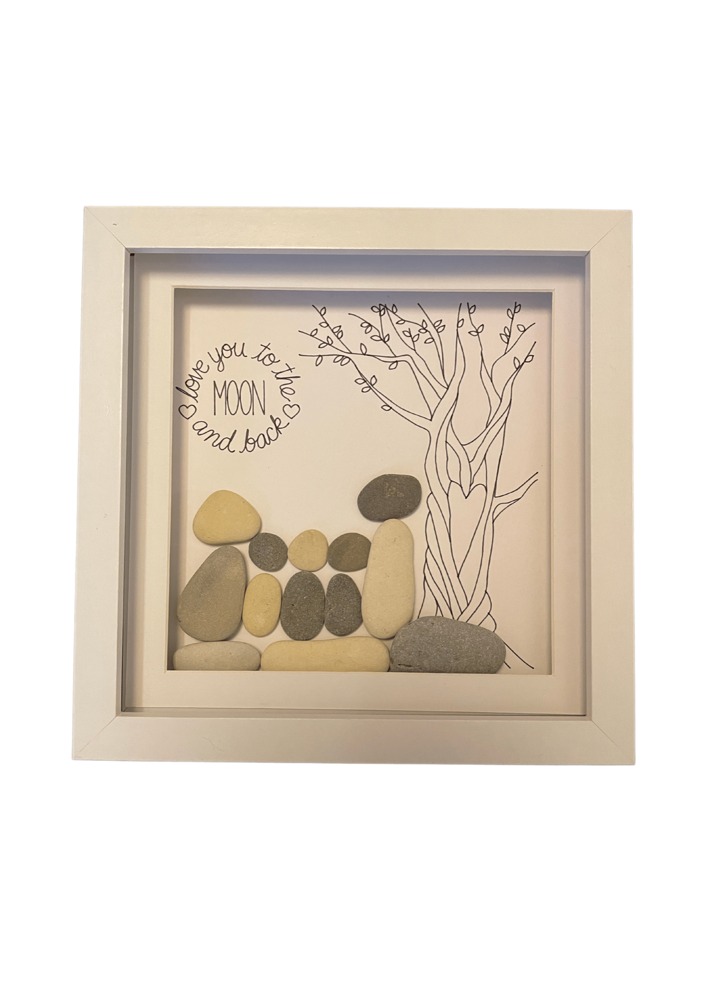 Pebble art box frame. Family of 5