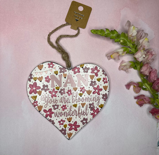 Nan Large Wooden Heart Blooming Wonderful Bunting