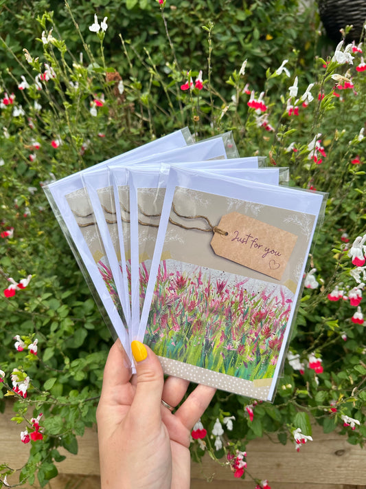 Pack of 5 greeting postcards ‘just for you’