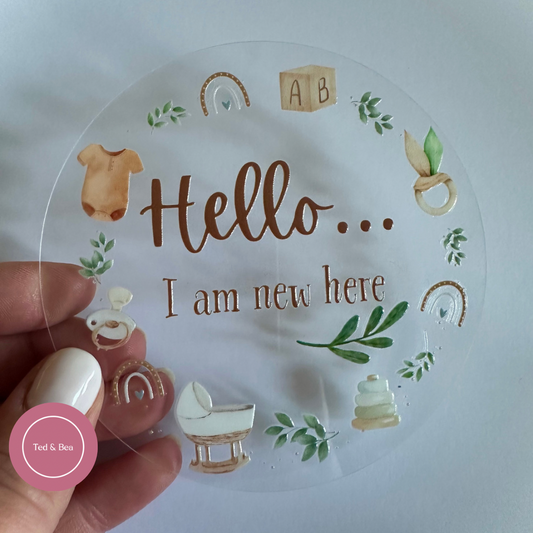 Hello Baby Announcement Acrylic Disc