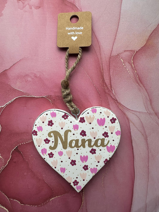 Nana Wooden Heart Pink