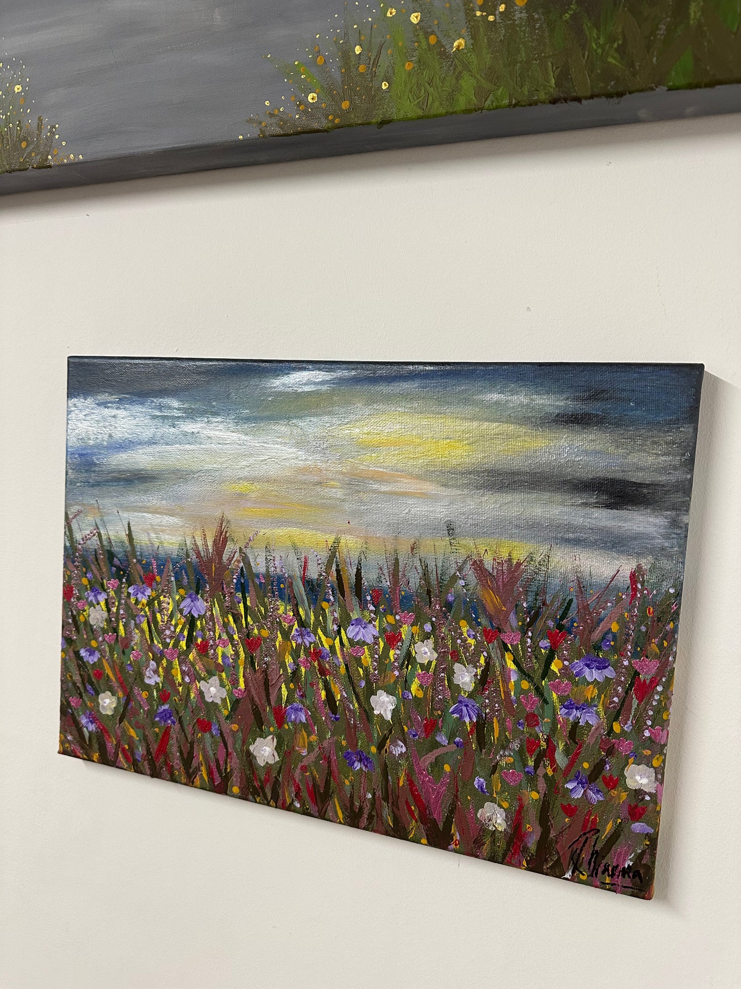 Wildflower Canvas Painting Original Artwork, After The Storm