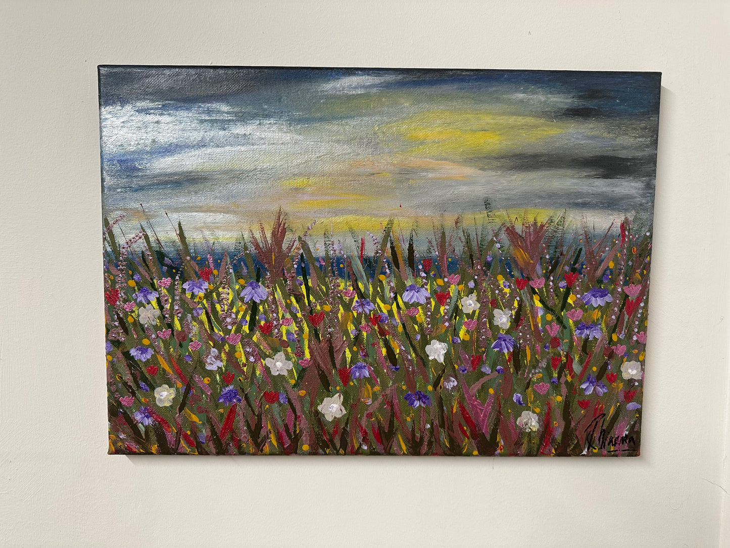 Wildflower Canvas Painting Original Artwork, After The Storm