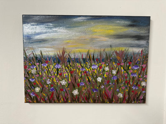 Wildflower Canvas Painting Original Artwork, After The Storm