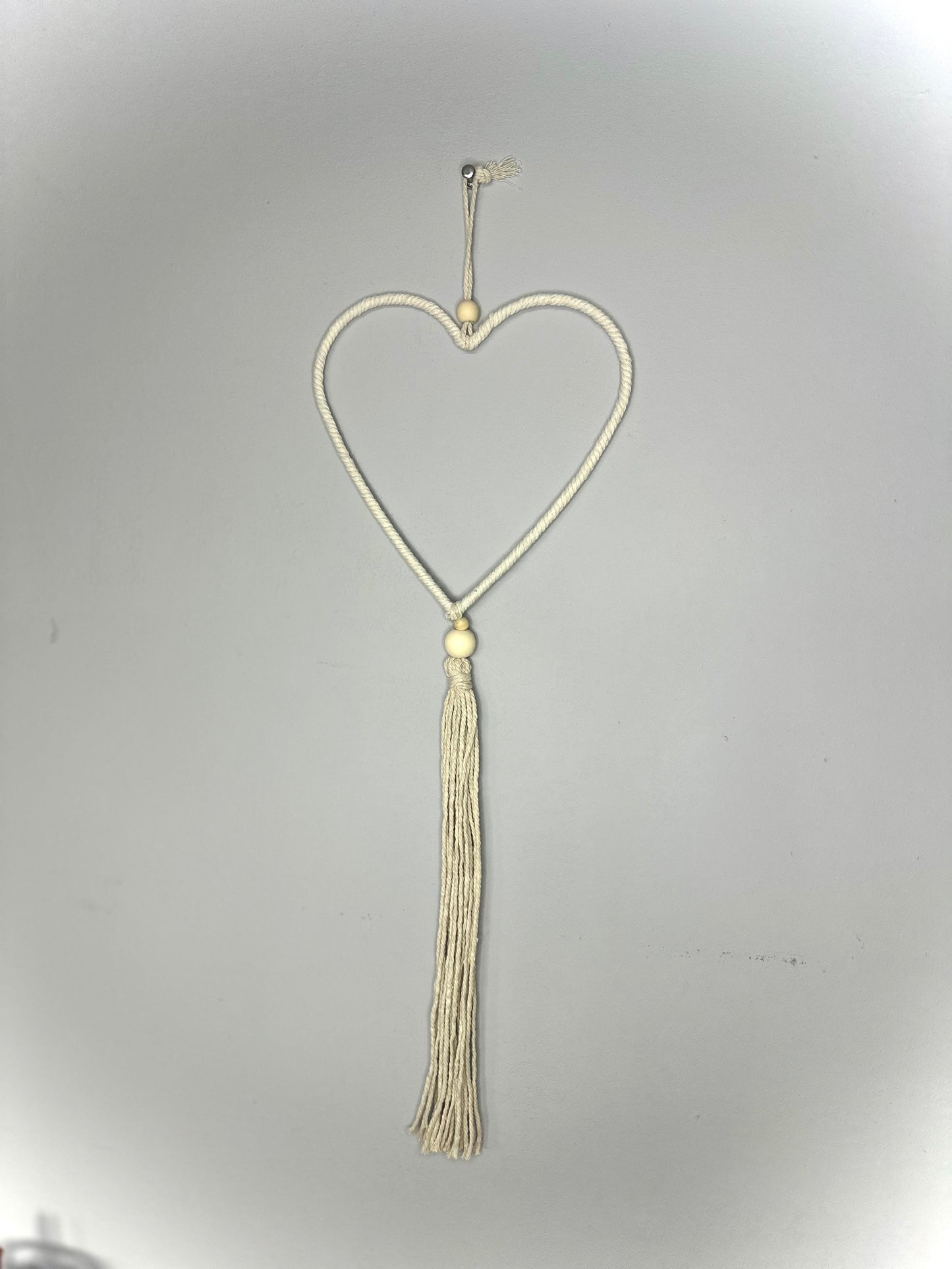 Macrame Hanging Heart For Wall Decor Cream Neutral Accessories