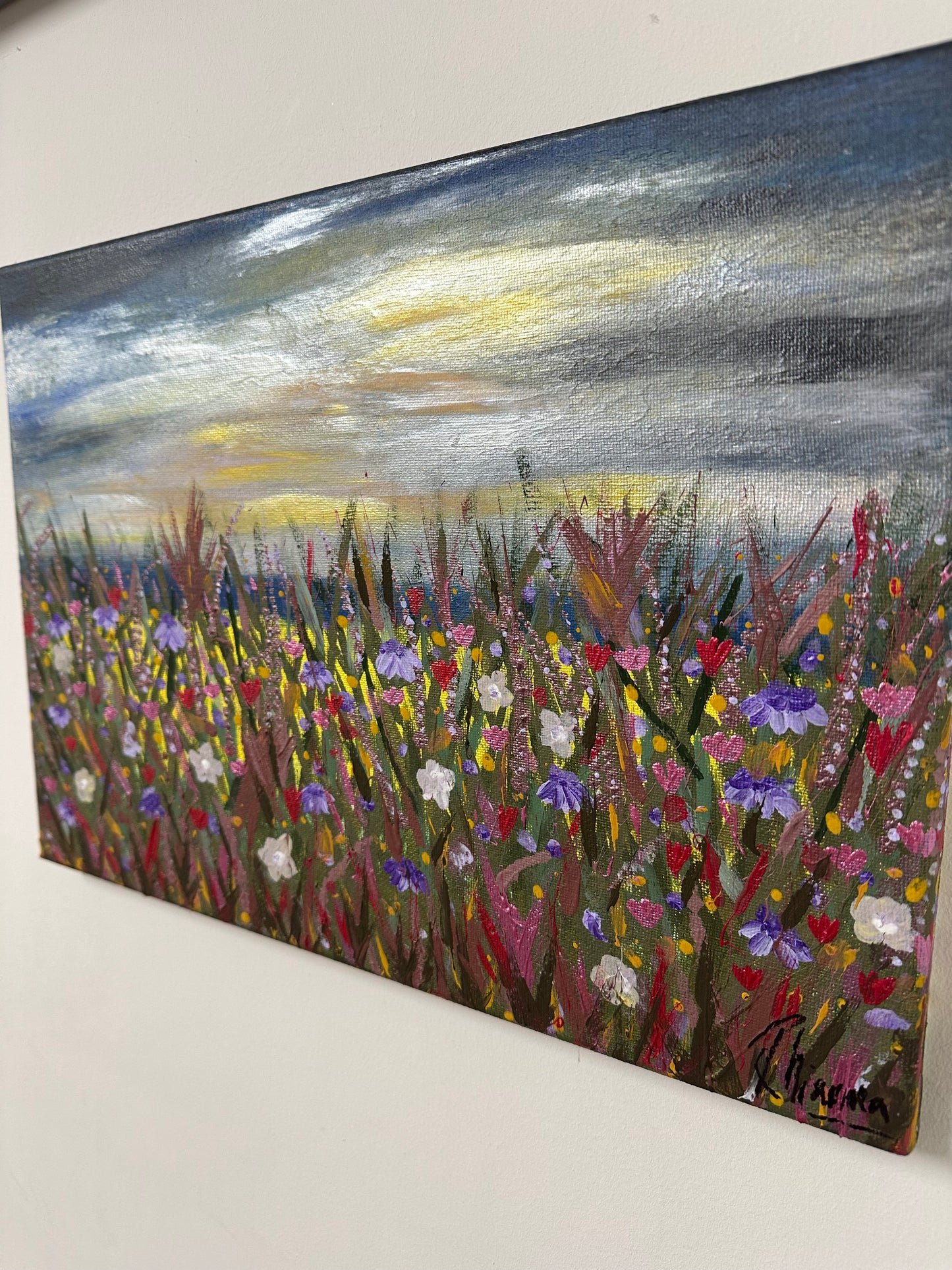 Wildflower Canvas Painting Original Artwork, After The Storm