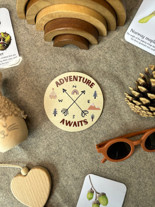 Adventure Awaits Wooden Disc 10cm