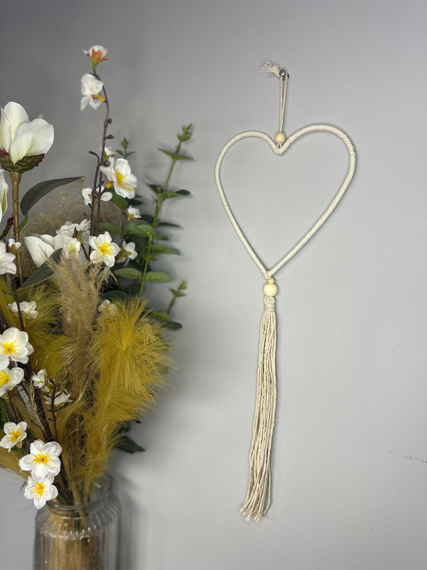 Macrame Hanging Heart For Wall Decor Cream Neutral Accessories