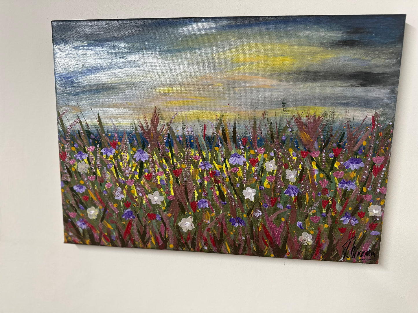 Wildflower Canvas Painting Original Artwork, After The Storm