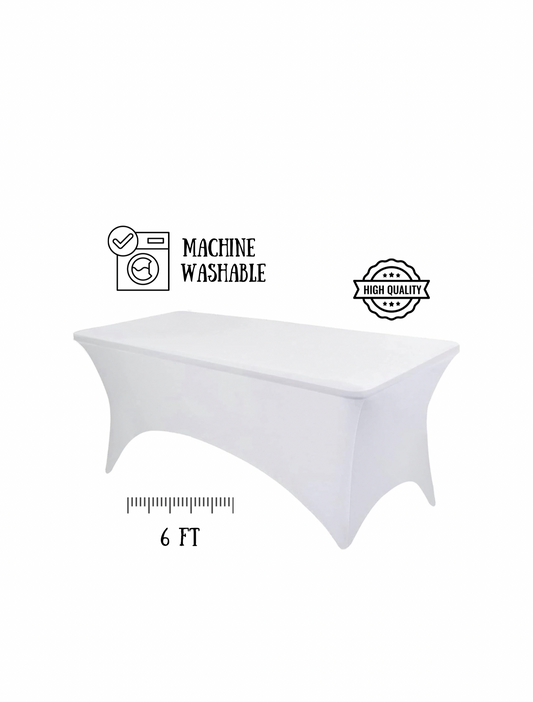 6ft Rectangular Stretch Fit Table Cloth - White