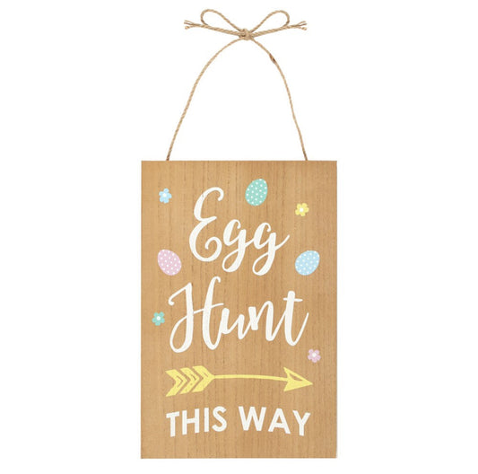 Egg Hunt This Way Easter Hanging Sign