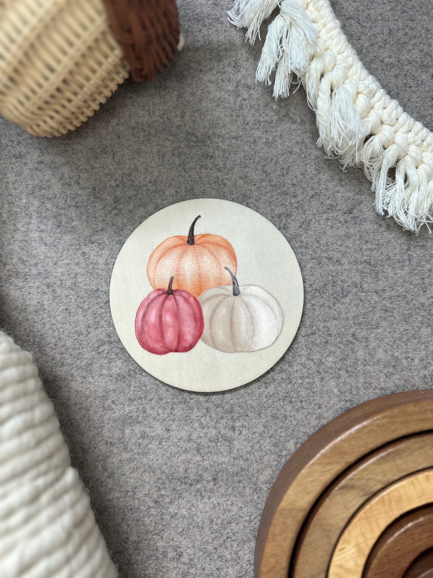 Pumpkin Trio Wooden Disc