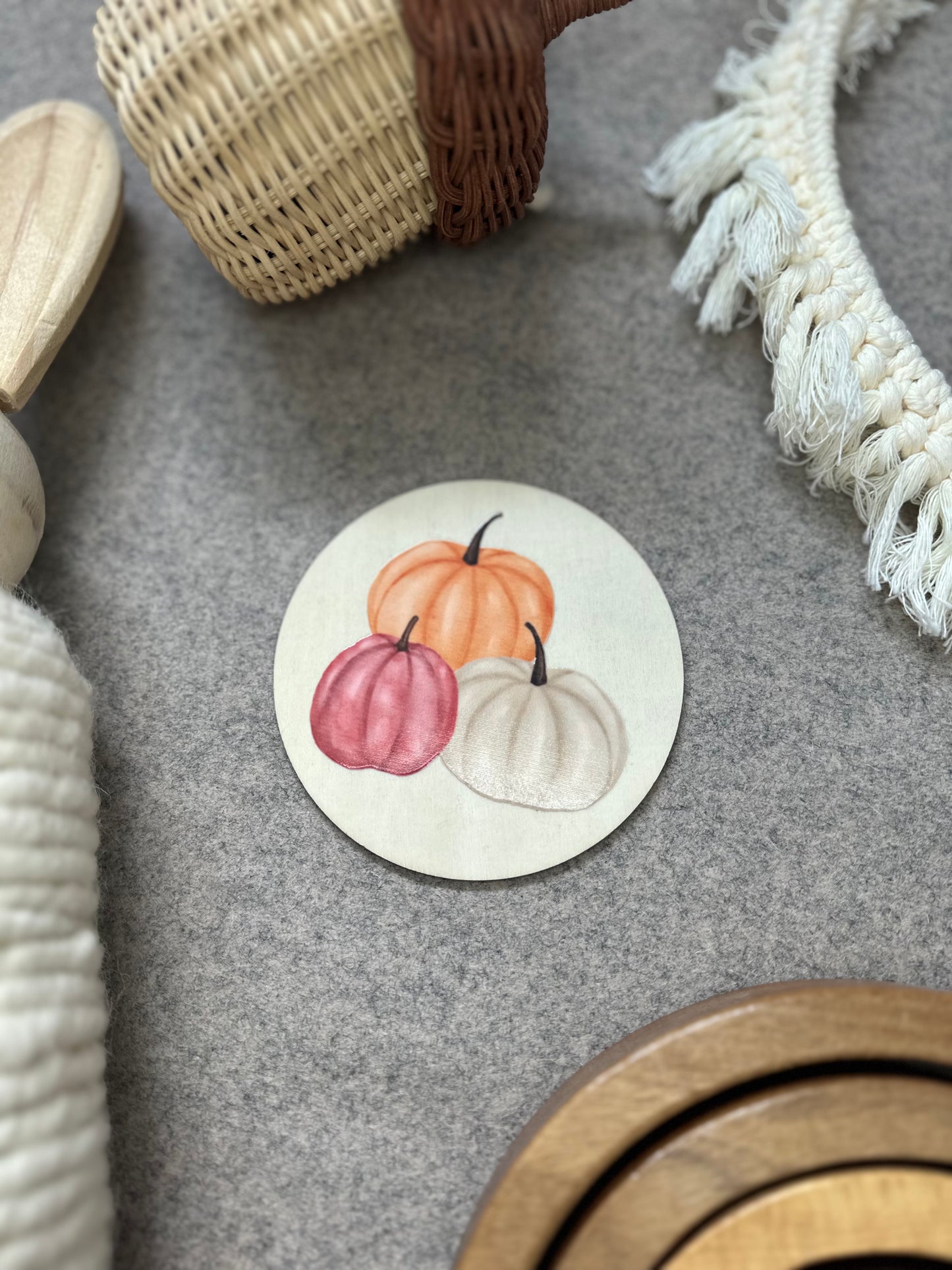 Pumpkin Trio Wooden Disc