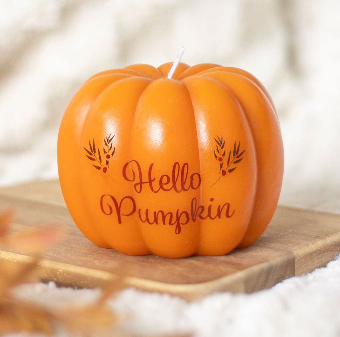 Pumpkin Shaped Candle Hello