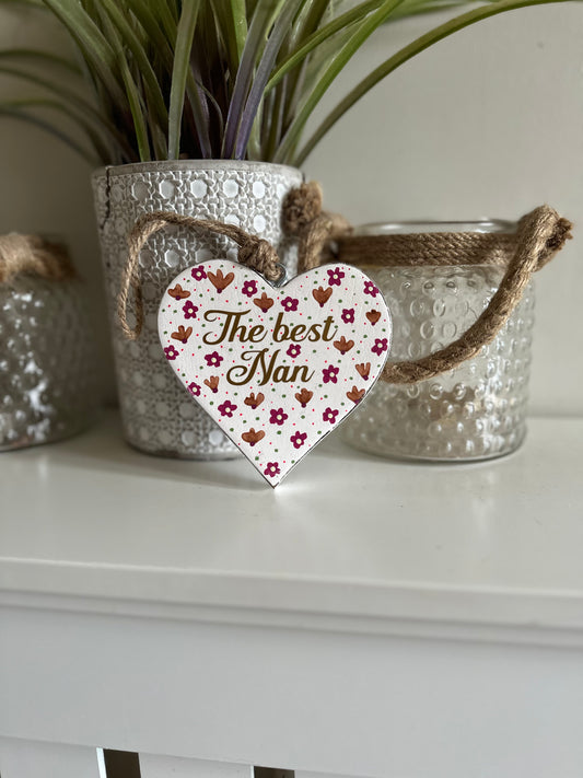 The Best Nan Wooden Heart Gift