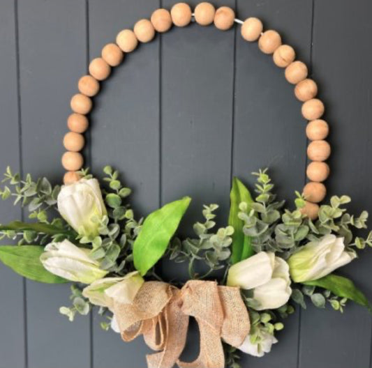 Round Decorative Wreath Artificial Eucalyptus And Lilly