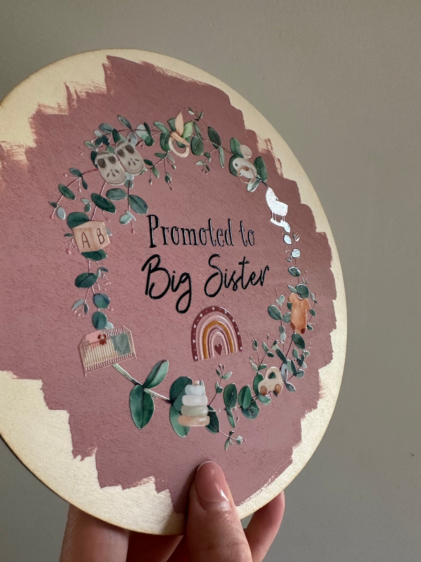 Promoted To Big Sister Wooden Disc