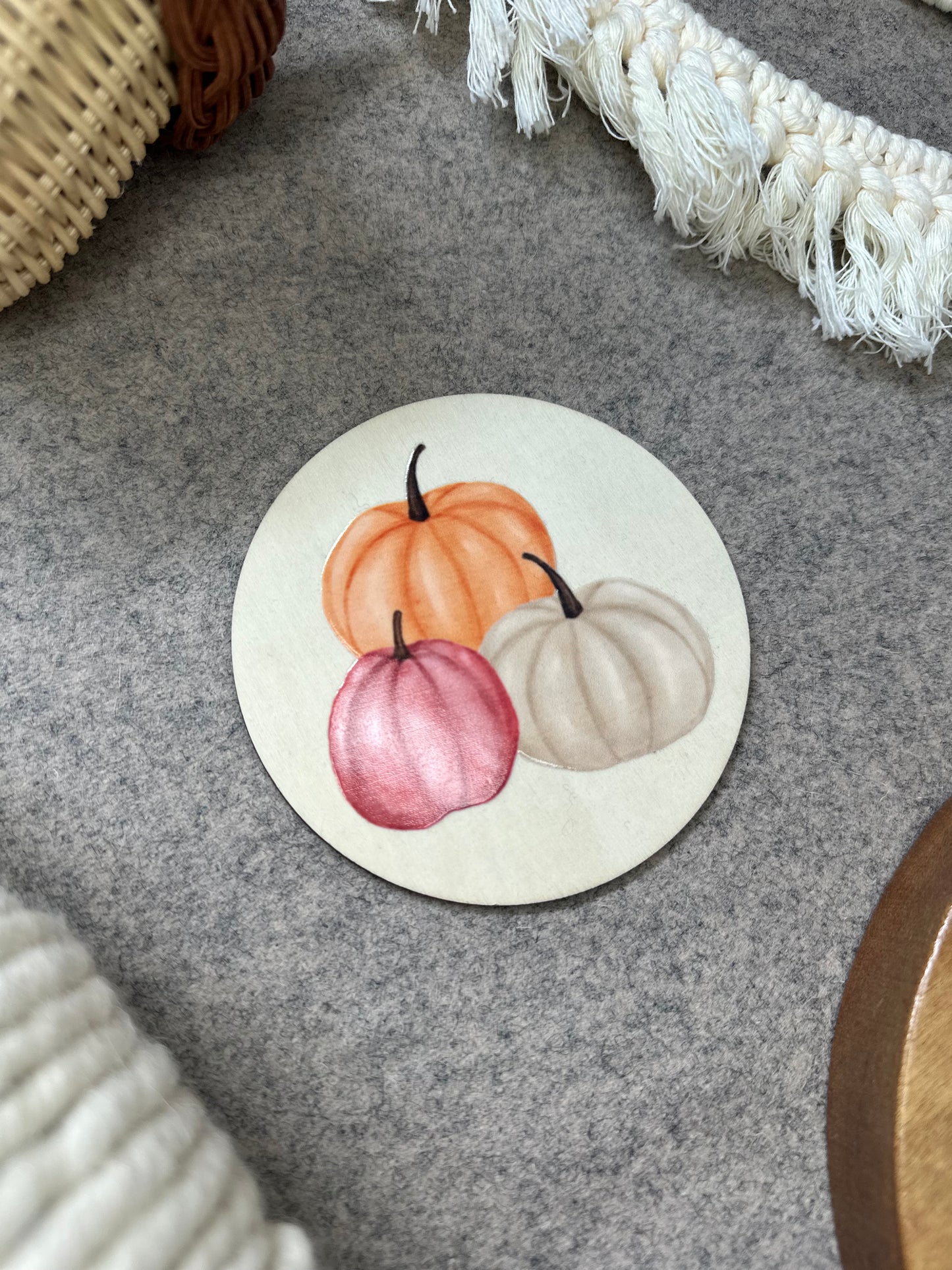 Pumpkin Trio Wooden Disc