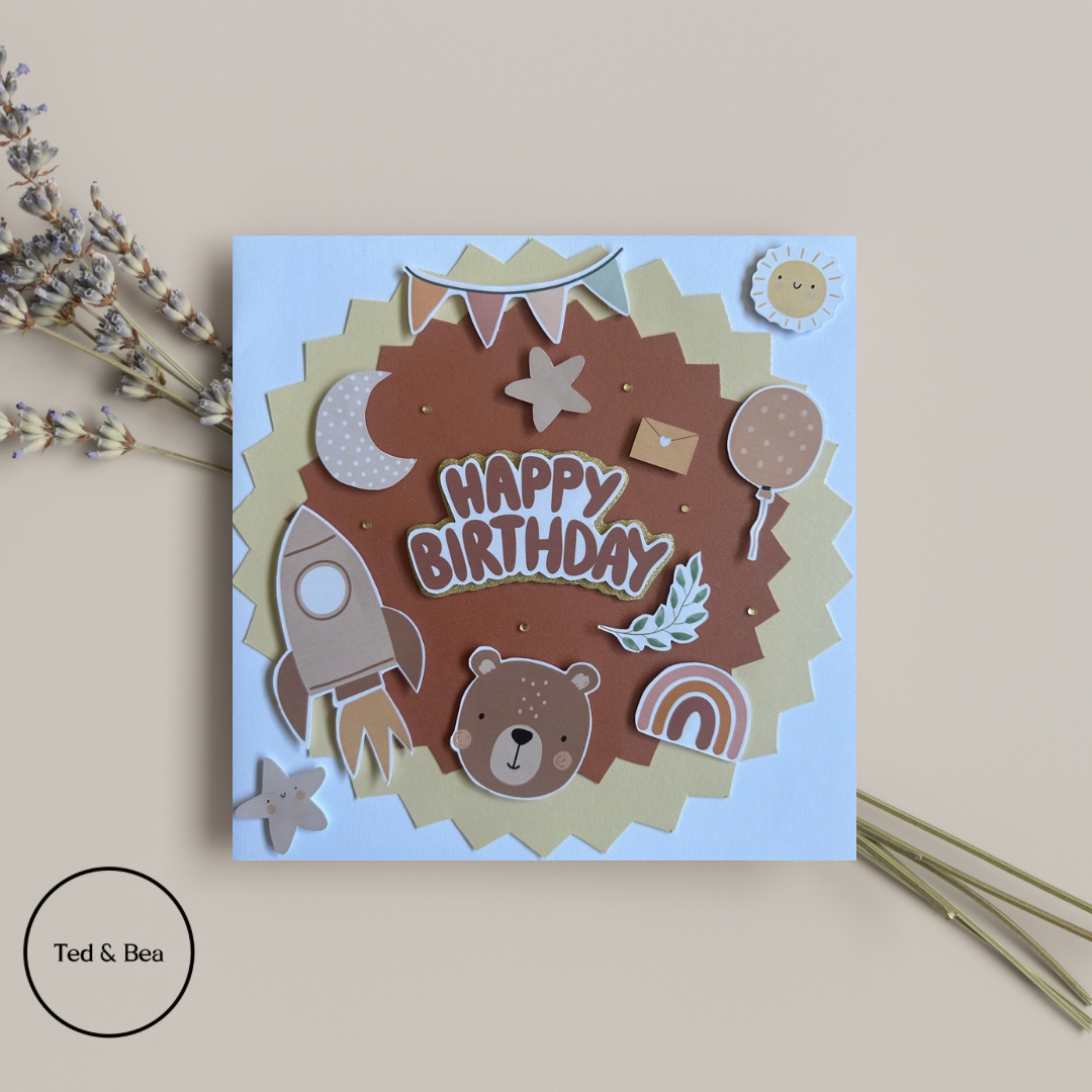 Large Birthday Card Boho Rocket