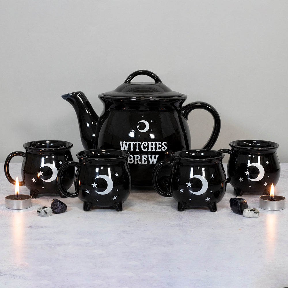 Witches brew ceramic cauldron tea set