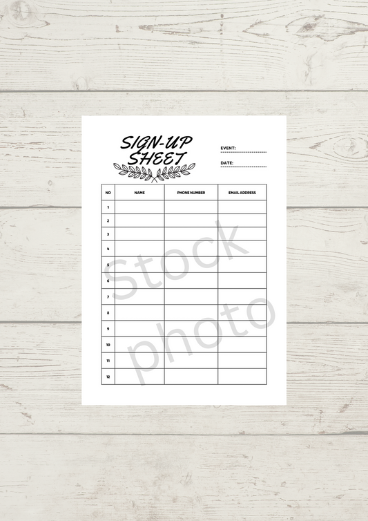 X50 Sign-up Sheet