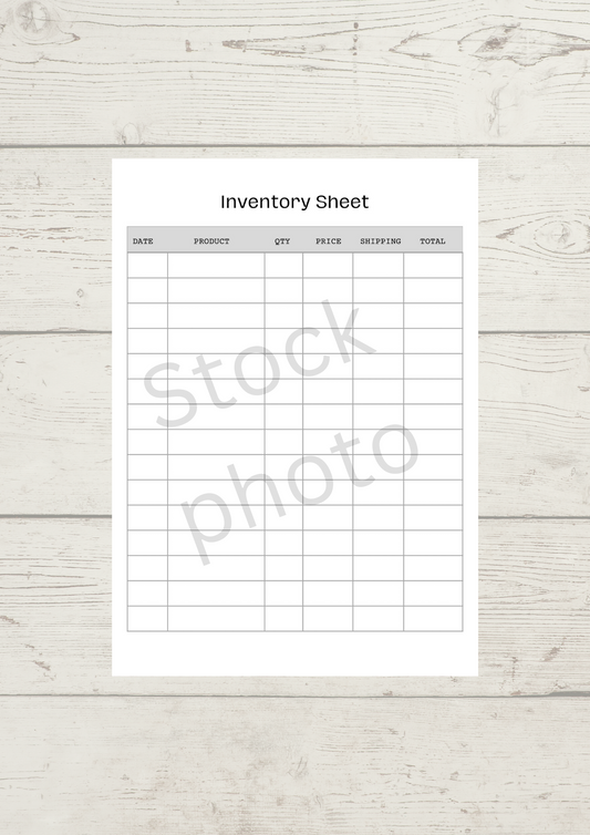 X50 Inventory Sheets