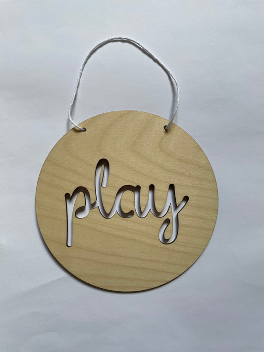 Play wooden hanging plaque