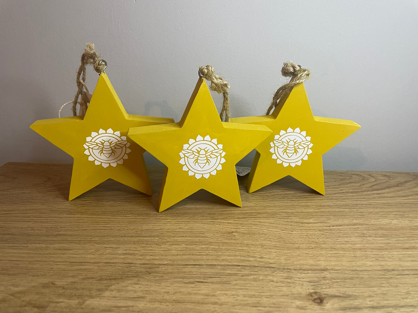 Wooden Bee Star - Yellow