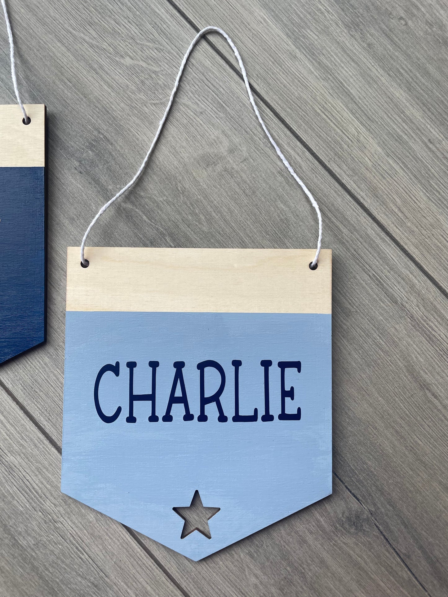 Wooden Bunting Personalised Star Detail Plaque