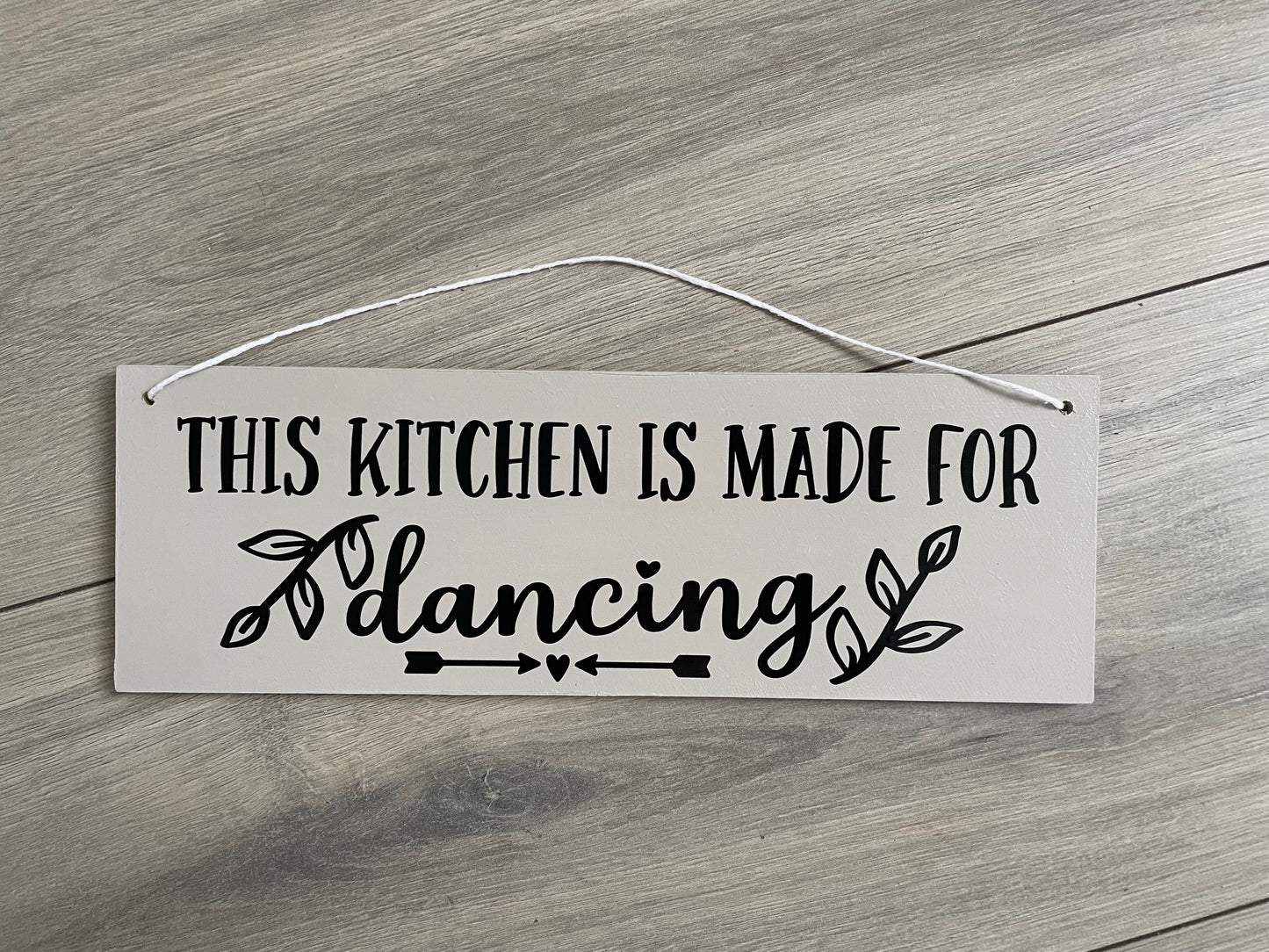 This kitchen is made for dancing wooden sign