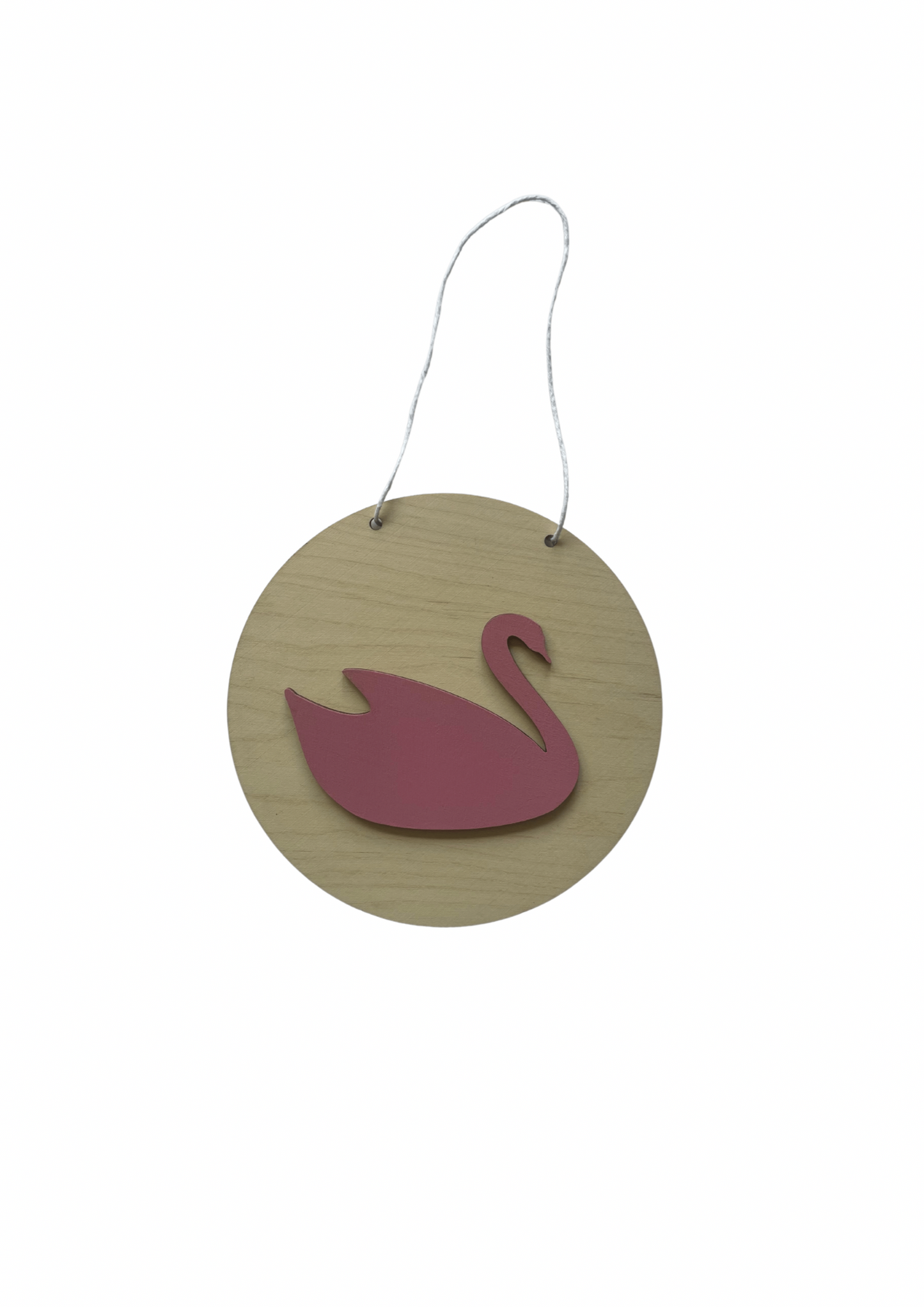 Swan hanging wooden disc